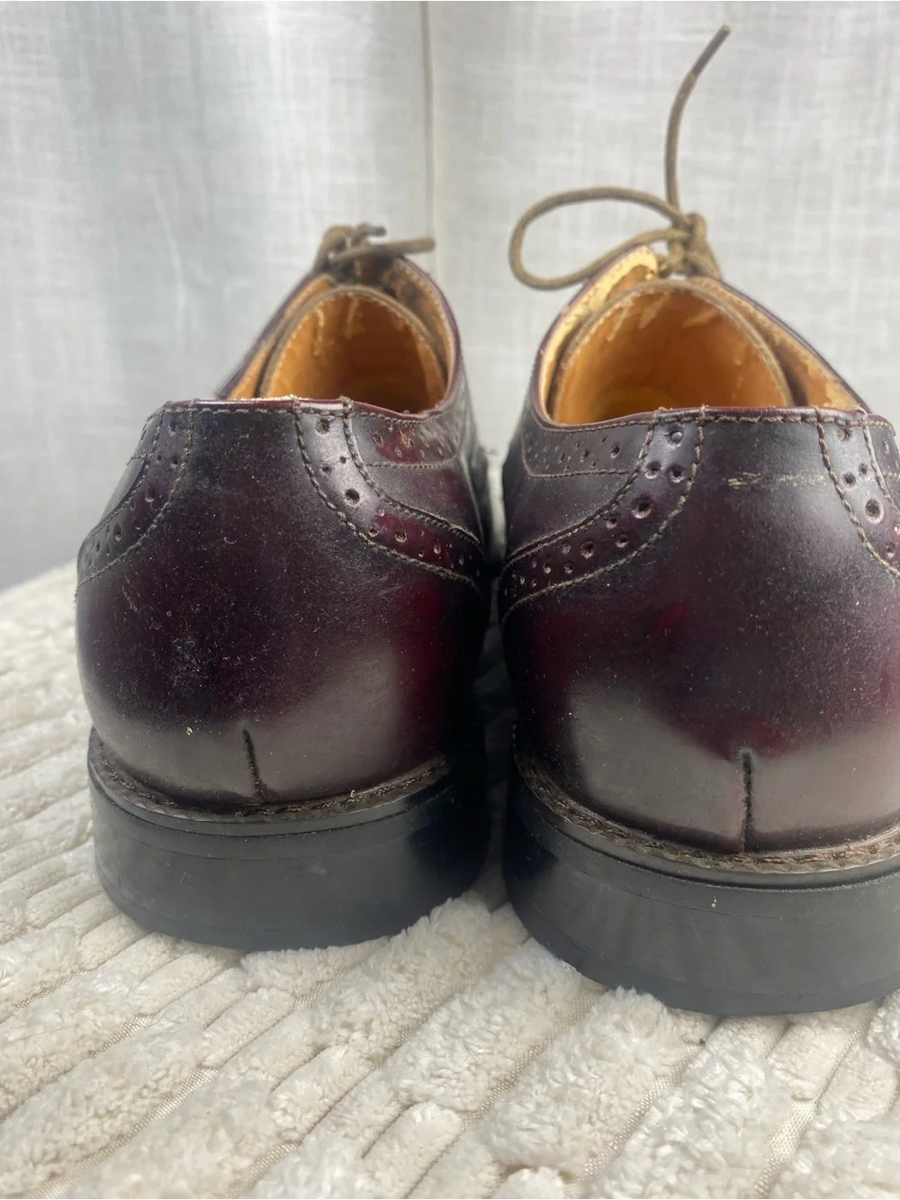 Giorgio Venturi Men’s Burgundy Leather Wingtip Oxfords Size 7.5 Square Toe Dress